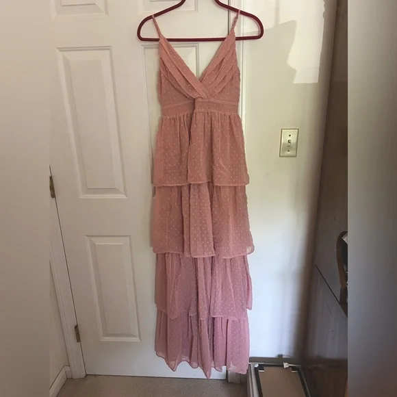 Lulus | Dresses | Lulus Full Length Pink Tiered Gown | Poshmark